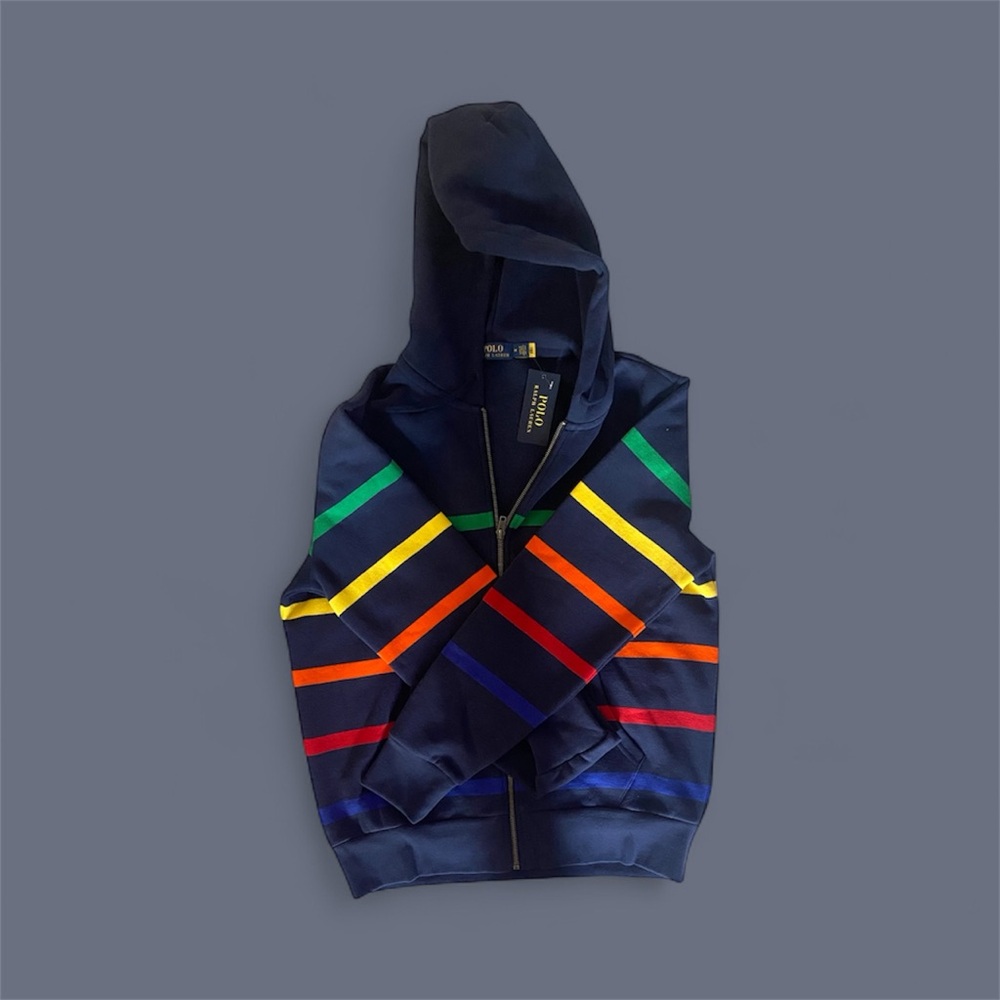 Men Colorful Striped Hoodie